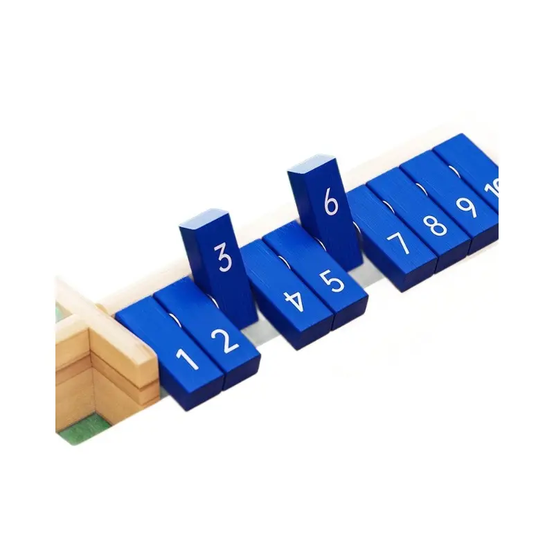 Joc de masă cu zaruri Shut The Box, lemn, 4 fețe, 10 numere,  2 - 4 jucatori, pentru copii și adulți, 3 ani+, Edujucarii [8]
