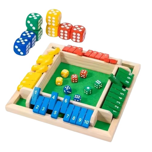 Joc de masă cu zaruri Shut The Box, lemn, 4 fețe, 10 numere,  2 - 4 jucatori, pentru copii și adulți, 3 ani+, Edujucarii [2]