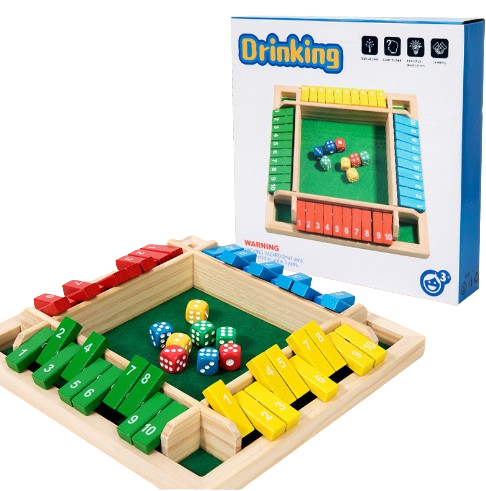 Joc de masă cu zaruri Shut The Box, lemn, 4 fețe, 10 numere,  2 - 4 jucatori, pentru copii și adulți, 3 ani+, Edujucarii [3]
