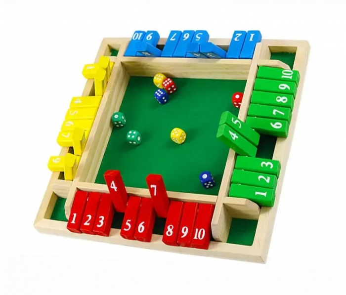 Joc de masă cu zaruri Shut The Box, lemn, 4 fețe, 10 numere,  2 - 4 jucatori, pentru copii și adulți, 3 ani+, Edujucarii [5]