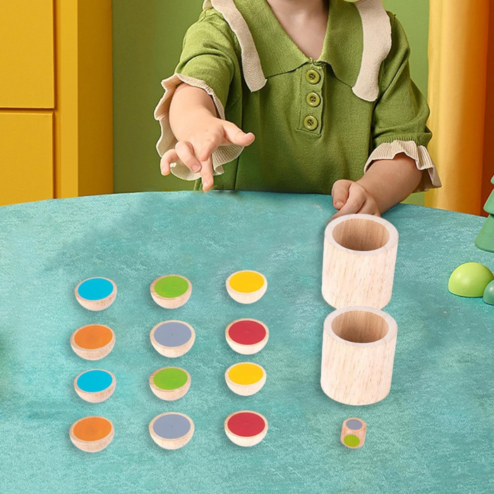 Joc de memorie si potrivire a culorilor, Memory Dice, lemn, Montessori, 3 ani+, Edujucarii [9]