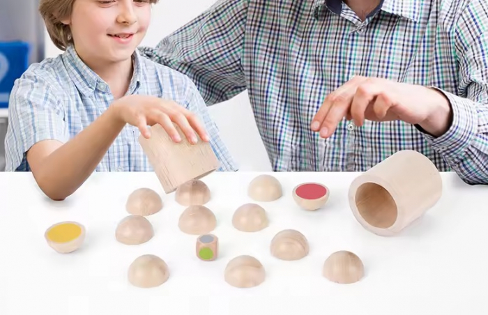 Joc de memorie si potrivire a culorilor, Memory Dice, lemn, Montessori, 3 ani+, Edujucarii [3]