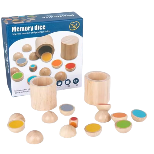 Joc de memorie si potrivire a culorilor, Memory Dice, lemn, Montessori, 3 ani+, Edujucarii [2]