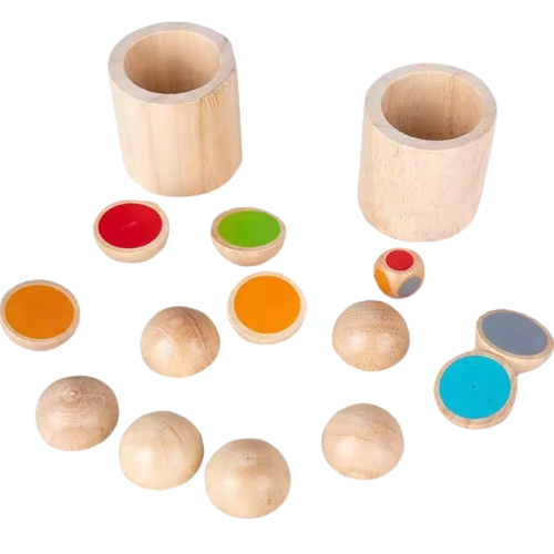 Joc de memorie si potrivire a culorilor, Memory Dice, lemn, Montessori, 3 ani+, Edujucarii [4]