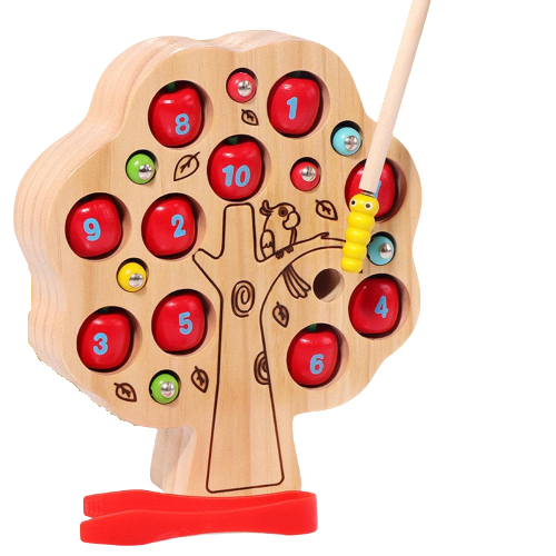 Joc  de pescuit,  Dexteritate si Motricitate, Montessori, Copacul cu mere numerotate si insecte, 3 ani+, Edujucarii [3]