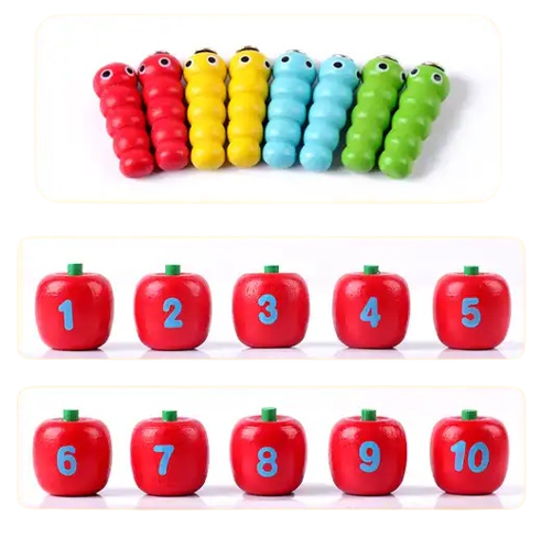 Joc  de pescuit,  Dexteritate si Motricitate, Montessori, Copacul cu mere numerotate si insecte, 3 ani+, Edujucarii [6]