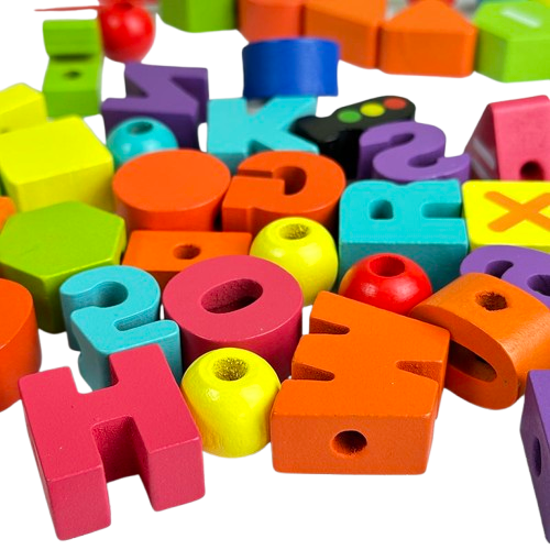 Joc de Snuruit cu Margele din Lemn, Joc de abilitati,  Numbers Letters 75 piese, 3 ani+, EduJucarii [3]