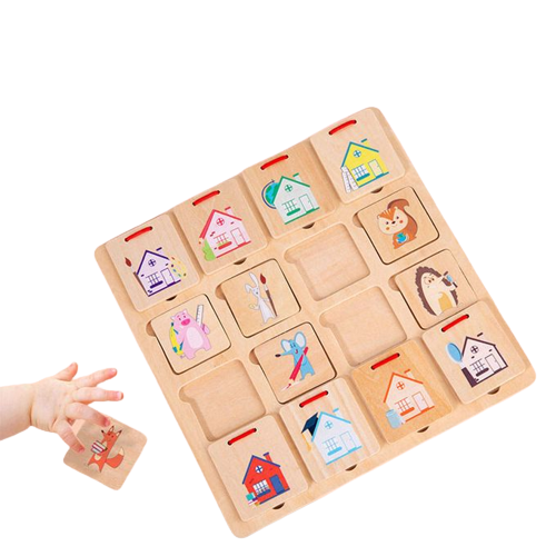 Joc de sortare si asociere, Animale si casutele lor, puzzle lemn, 16 piese [5]
