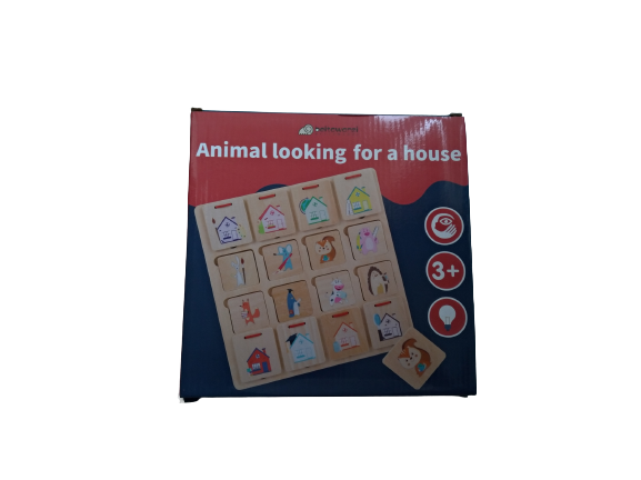 Joc de sortare si asociere, Animale si casutele lor, puzzle lemn, 16 piese [4]