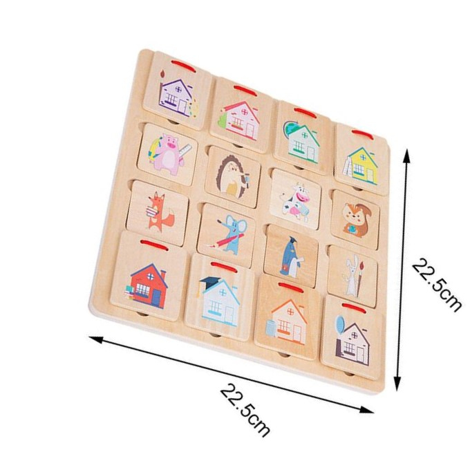 Joc de sortare si asociere, Animale si casutele lor, puzzle lemn, 16 piese [3]