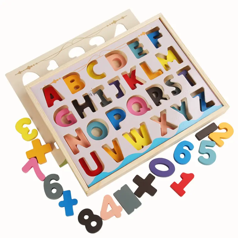 Puzzle educativ din lemn – Litere și Cifre | Joc Alphanumeric Pairings pentru copii 3+ ani [3]