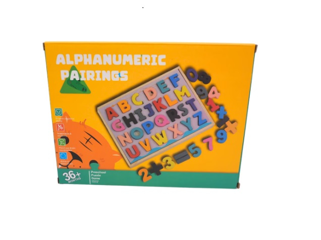 Puzzle educativ din lemn – Litere și Cifre | Joc Alphanumeric Pairings pentru copii 3+ ani [8]