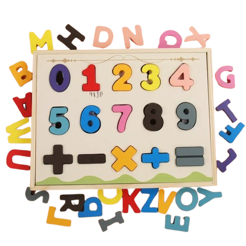 Puzzle educativ din lemn – Litere și Cifre | Joc Alphanumeric Pairings pentru copii 3+ ani [2]