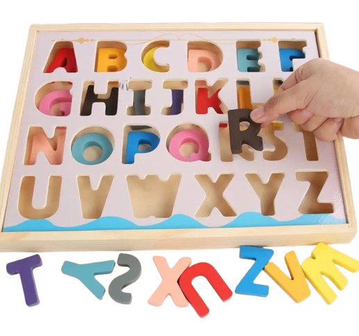 Puzzle educativ din lemn – Litere și Cifre | Joc Alphanumeric Pairings pentru copii 3+ ani [5]