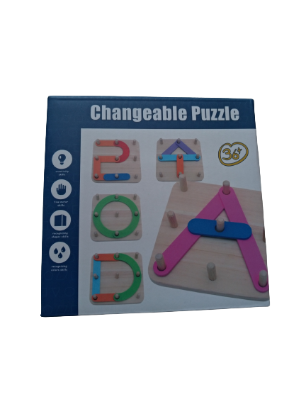 Joc din lemn, Montessori, Geoboard cu litere si cifre [7]
