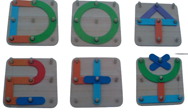 Joc din lemn, Montessori, Geoboard cu litere si cifre [1]