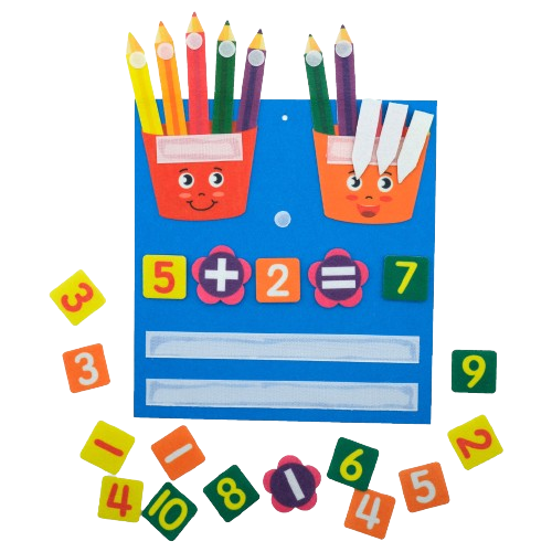 Joc matematic educativ, Invatam Adunarea si Scaderea, fetru, 32x30 cm, 3 ani+, Edujucarii [2]