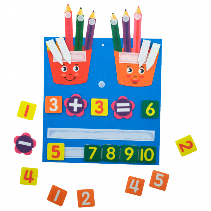 Joc matematic educativ, Invatam Adunarea si Scaderea, fetru, 32x30 cm, 3 ani+, Edujucarii [3]
