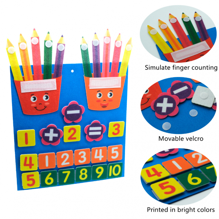 Joc matematic educativ, Invatam Adunarea si Scaderea, fetru, 32x30 cm, 3 ani+, Edujucarii [5]