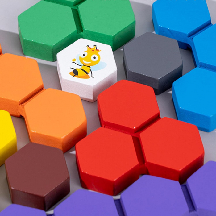 Joc educativ Construieste un fagure, Montessori, lemn, 3 ani+, EduJucarii [9]