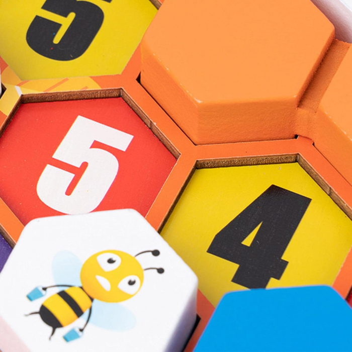 Joc educativ Construieste un fagure, Montessori, lemn, 3 ani+, EduJucarii [6]