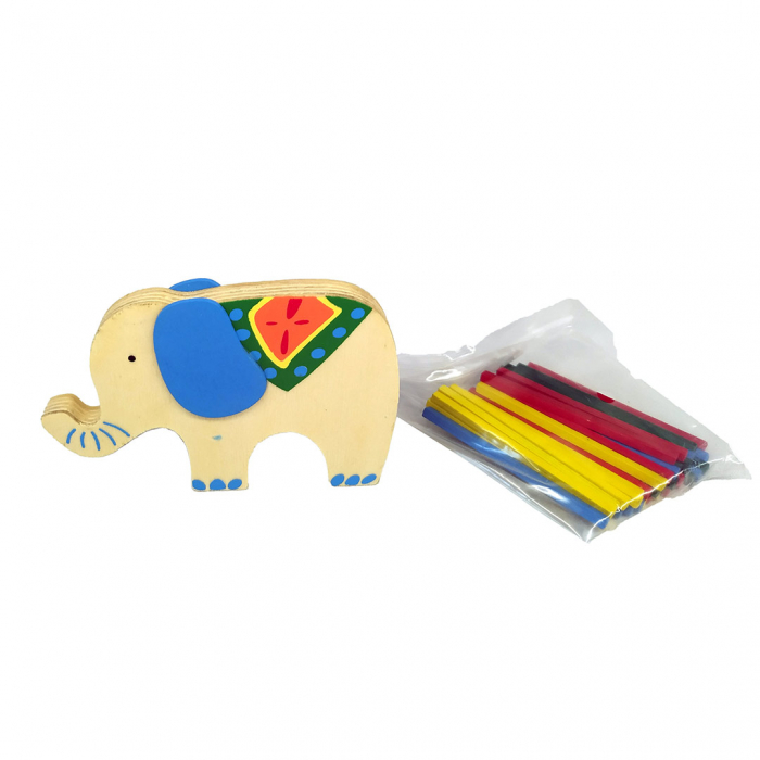 Joc educativ de echilibru, Model elefant, Lemn, Multicolor, 41 piese [6]