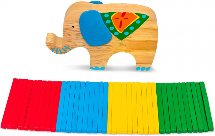 Joc educativ de echilibru, Model elefant, Lemn, Multicolor, 41 piese [4]