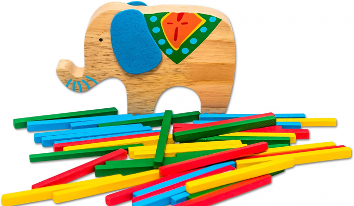 Joc educativ de echilibru, Model elefant, Lemn, Multicolor, 41 piese [3]