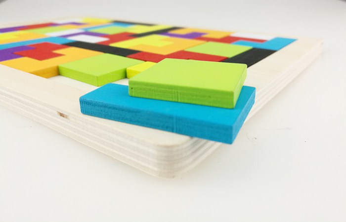 Joc educativ de inteligenta Tetris, puzzle, lemn, multicolor, Montessori, 3 ani+ [4]