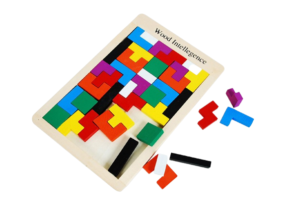 Joc educativ de inteligenta Tetris, puzzle, lemn, multicolor, Montesorri, 3 ani+, Edujucarii [16]