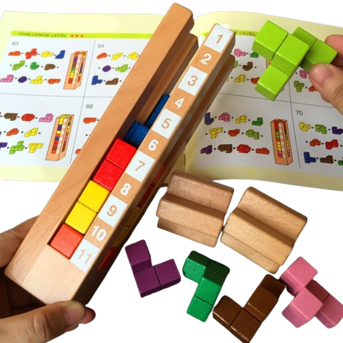 Joc educativ de potrivire forme, Turn tetris, lemn, Montessori, 3 ani+, EduJucarii [7]