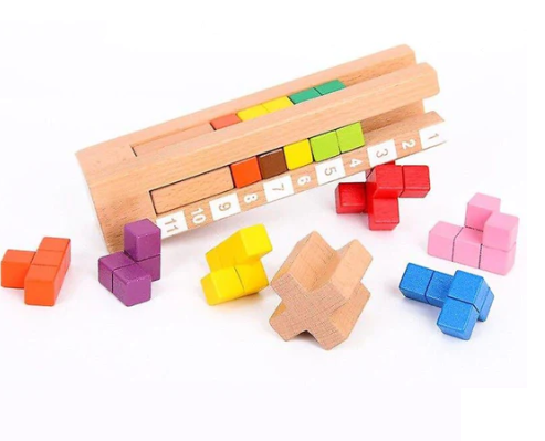 Joc educativ de potrivire forme, Turn tetris, lemn, Montessori, 3 ani+, EduJucarii [13]
