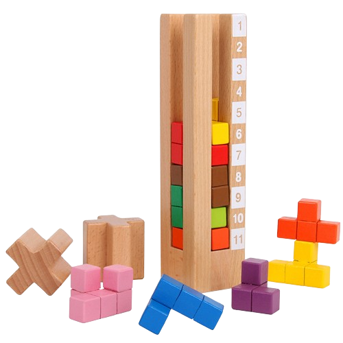 Joc educativ de potrivire forme, Turn tetris, lemn, Montessori, 3 ani+, EduJucarii [4]