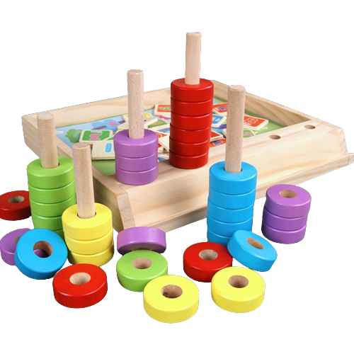 Joc educativ din lemn 2 in 1, Numaratoare, Calcule, operatiuni matematice si mozaic cu inele, Interesting puzzle and counting box,  Montessori, 3 ani+ [2]