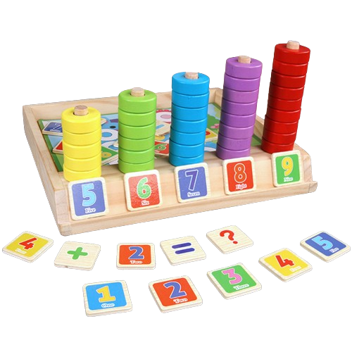 Joc educativ din lemn 2 in 1, Numaratoare, Calcule, operatiuni matematice si mozaic cu inele, Interesting puzzle and counting box,  Montessori, 3 ani+ [4]