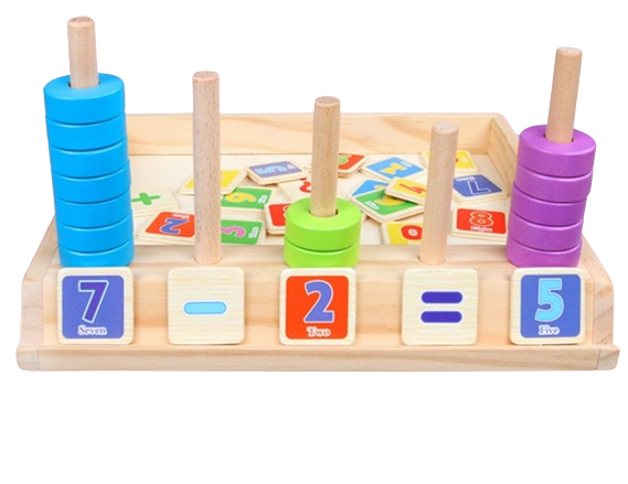 Joc educativ din lemn 2 in 1, Numaratoare, Calcule, operatiuni matematice si mozaic cu inele, Interesting puzzle and counting box,  Montessori, 3 ani+ [6]