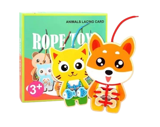 Joc educativ din lemn de snuruit animalute, Montessori, Rope Toys, 3 ani+ [4]