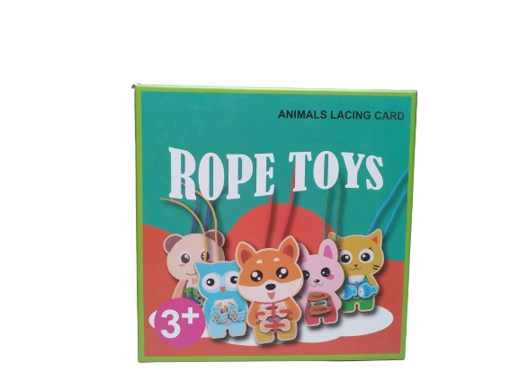 Joc educativ din lemn de snuruit animalute, Montessori, Rope Toys, 3 ani+ [5]
