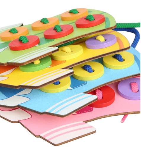 Joc educativ din lemn de snuruit nasturii pe camasa, Montessori, 3 ani+ [8]