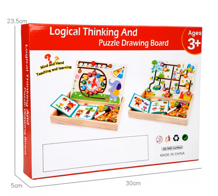 Joc Educativ din Lemn, Labirint cu Animale de la Ferma, Logical Thinking and puzzle Drawing Board, 3 ani+, EduJucarii [5]