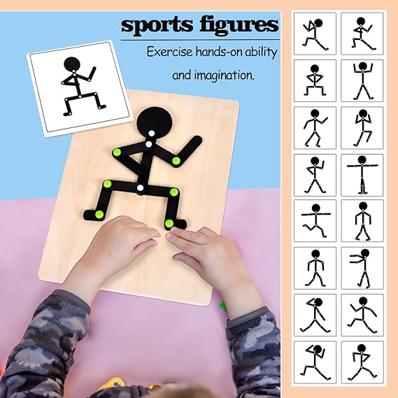 Joc Educativ din lemn, Montessori, Sports Figures, Figurina Structura Corpului Uman, 3 ani+, EduJucarii [5]