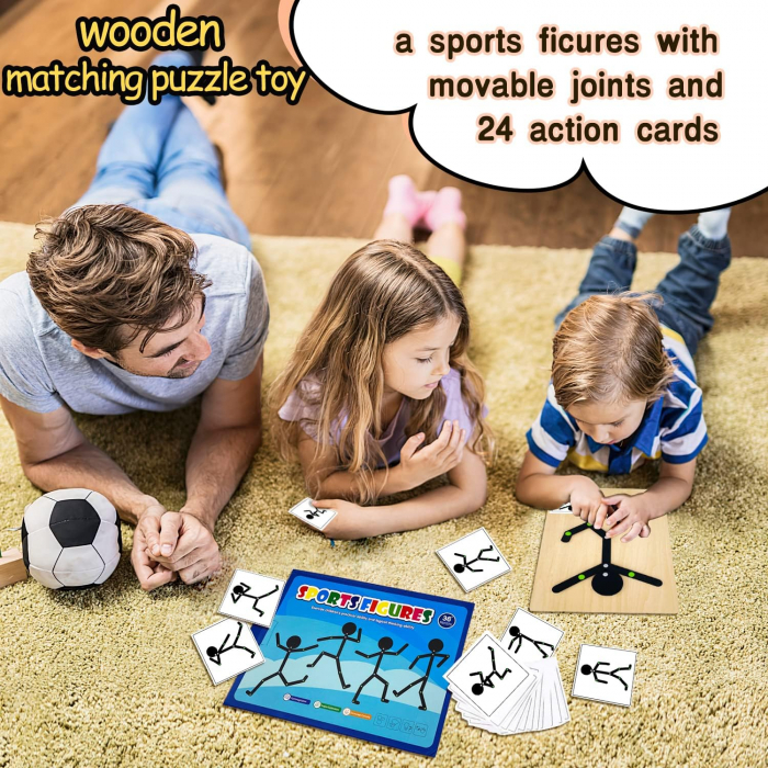 Joc Educativ din lemn, Montessori, Sports Figures, Figurina Structura Corpului Uman, 3 ani+, EduJucarii [9]