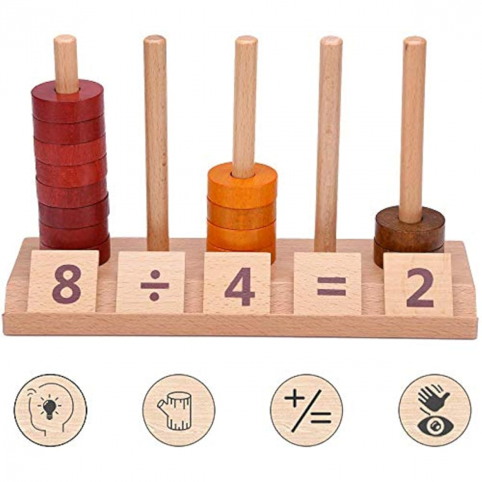 Joc educativ din lemn, Numaratoare, Calcule si operatiuni matematice, Montessori, Abac lemn, Digital Pillar, 2 ani+, EduJucarii [3]
