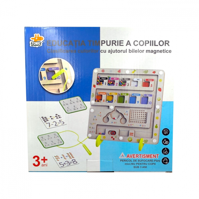 Joc educativ magnetic pentru copii, Labirint magnetic, Limba romana, Educatia timpurie a culorilor si matematicii, 3 ani+, Edujucarii [7]