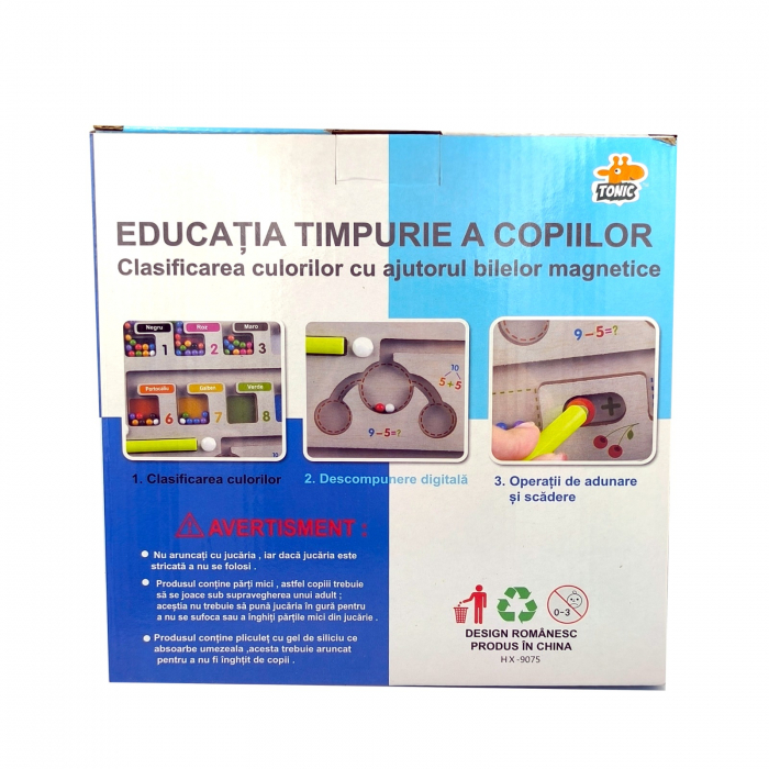 Joc educativ magnetic pentru copii, Labirint magnetic, Limba romana, Educatia timpurie a culorilor si matematicii, 3 ani+, Edujucarii [8]