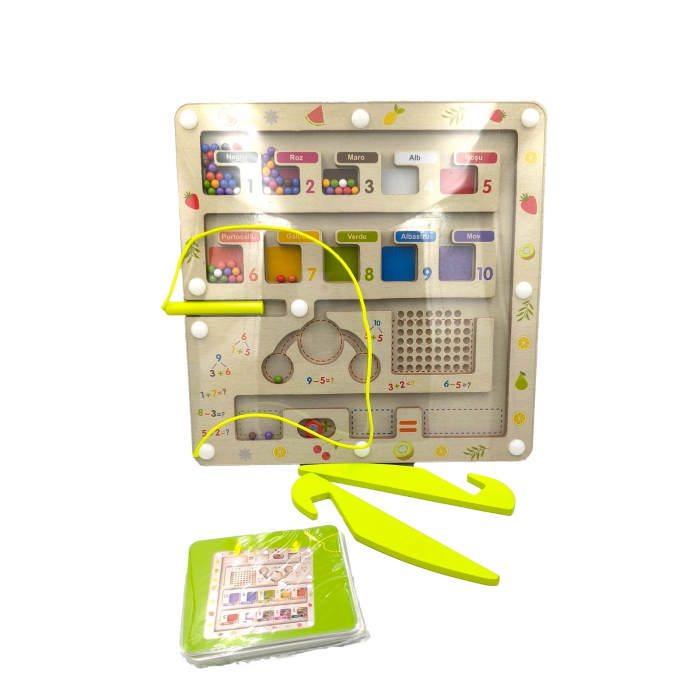 Joc educativ magnetic pentru copii, Labirint magnetic, Limba romana, Educatia timpurie a culorilor si matematicii, 3 ani+, Edujucarii [2]
