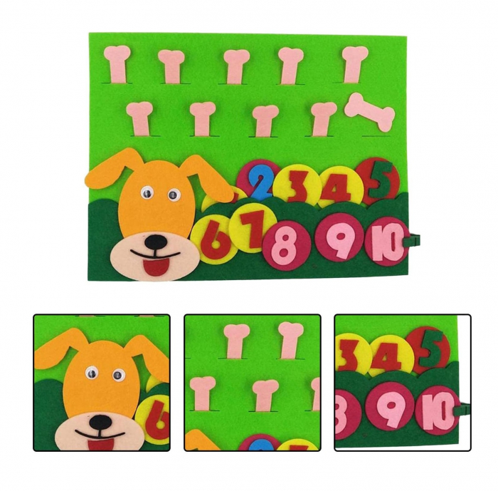 Joc educativ montessori,  numere, prescolari fetru, Catel, 26 x 20 cm, 3 ani+, Edujucarii [3]