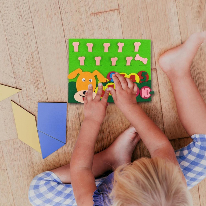 Joc educativ montessori,  numere, prescolari fetru, Catel, 26 x 20 cm, 3 ani+, Edujucarii [4]