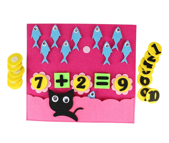 Joc educativ montessori,  numere, prescolari fetru, Pisica, 26 x 24 cm, 3 ani+, Edujucarii [2]
