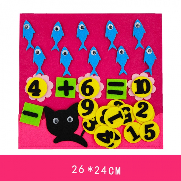 Joc educativ montessori,  numere, prescolari fetru, Pisica, 26 x 24 cm, 3 ani+, Edujucarii [4]